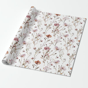Cadeau Papier d'emballage bohème élégant à fleurs sauvage
