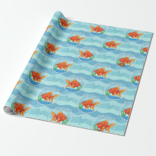 Cadeau Papier d'emballage Bol à poissons rouges mignon