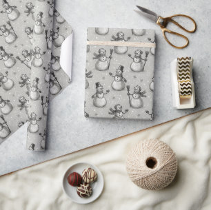 Cadeau Papier d'emballage Bonhomme de neige