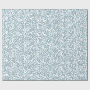 Cadeau Papier d'emballage botanique bleu doux Main élég
