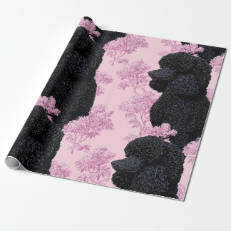 Cadeau Papier d'emballage botanique élégant Caniche noir