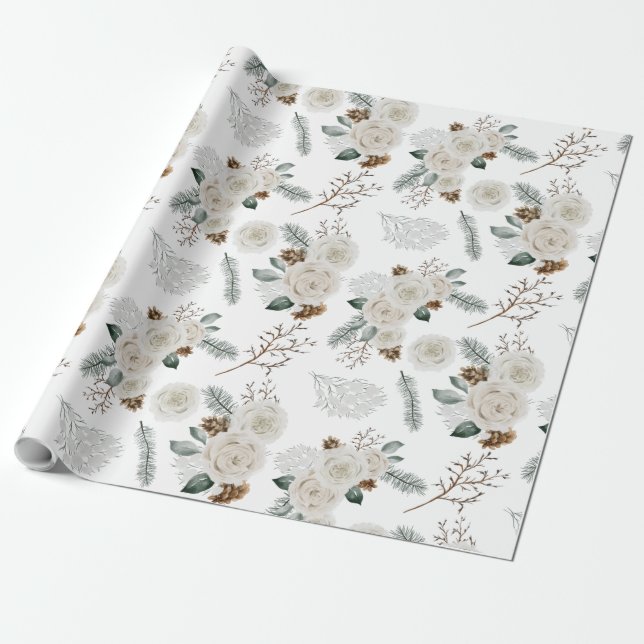 Cadeau Papier d'emballage botanique floral (Déroulé)