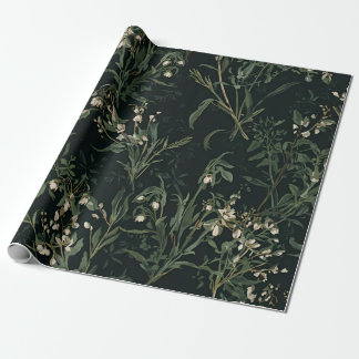 Cadeau Papier d'emballage botanique foncé