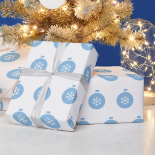 Cadeau Papier d'emballage boule de Noël bleue