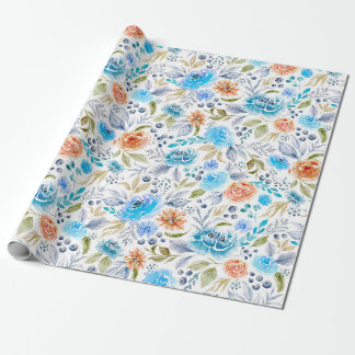 Cadeau Papier d'emballage bouquet floral aquarelle