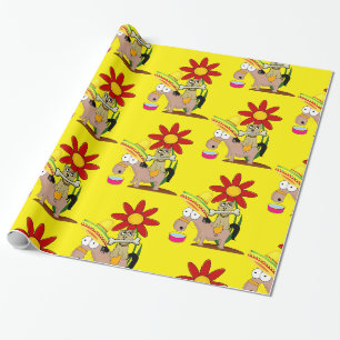 Cadeau Papier d'emballage brillant, âne homme mexicain So