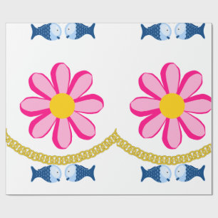 Cadeau Papier d'emballage brillant, chaîne de poissons en