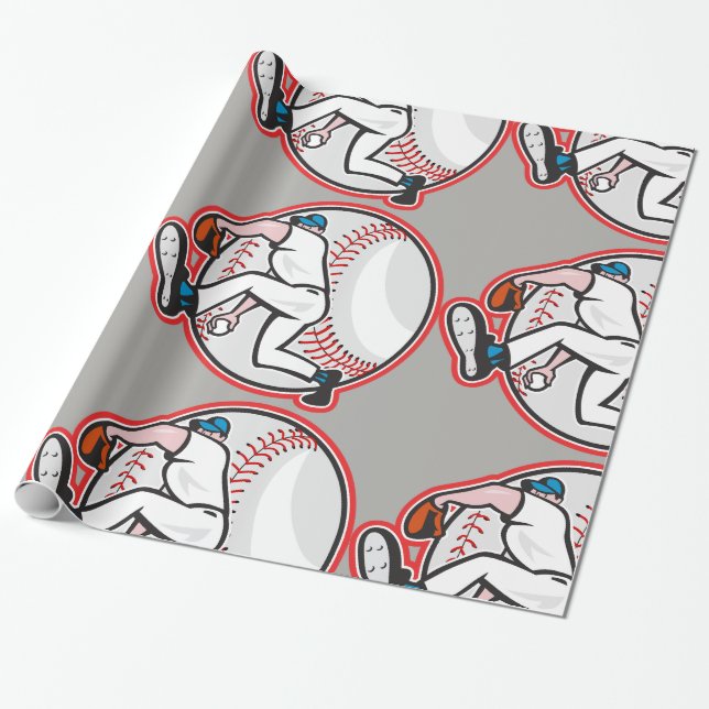 Cadeau Papier d'emballage brillant de broc de base-ball (Déroulé)