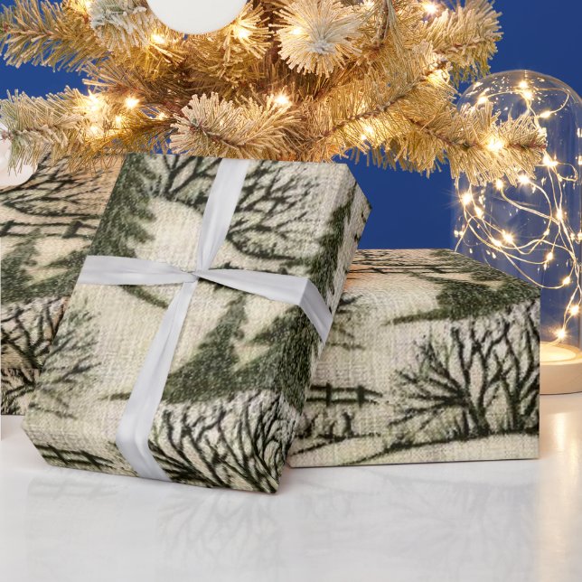 Cadeau Papier d'emballage brillant de la scène de neige d (Vacances)