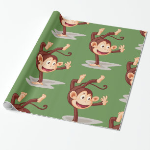Cadeau Papier d'emballage brillant de singe d'une part