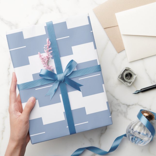 Cadeau Papier d'emballage brillant rayure bleue et blanch (Cadeaux)