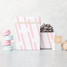 Papier d'emballage brillant rayure rose et blanc