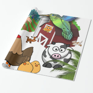Cadeau Papier d'emballage brillant, volailles de poulet v