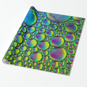 Cadeau Papier d'emballage Bulles Abstraites vertes