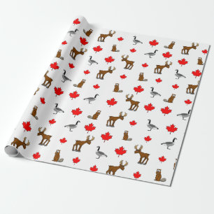 Cadeau Papier d'emballage canadien d'animaux et de