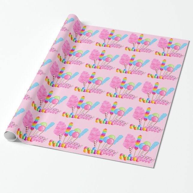 Cadeau Papier d'emballage Candy Circus - rose pâle (Déroulé)