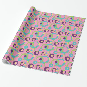Cadeau Papier d'emballage Cercles Rose Funky