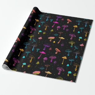 Cadeau Papier d'emballage champignon néon