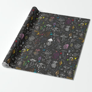 Cadeau Papier d'emballage Champignons et Cristaux