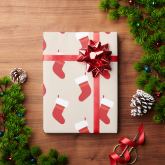 Cadeau Papier d'emballage Chaussette de Noël Rouge Mignon