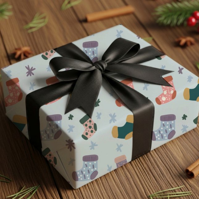 Cadeau Papier d'emballage Chaussettes de Noël (Créateur téléchargé)