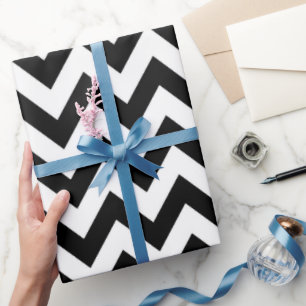 Cadeau Papier d'emballage Chevron motif noir blanc