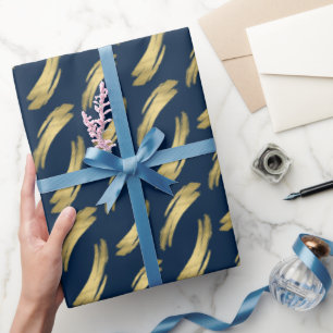Cadeau Papier d'emballage chic pour anniversaire Navy Or