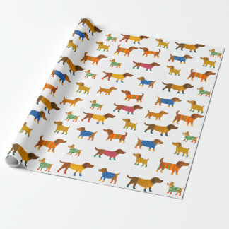 Cadeau Papier d'emballage Chiens Mignons en Écharpes