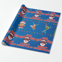 Papier d'emballage Christmas Black Santa