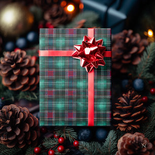 Cadeau Papier d'emballage classique à carreaux tartan ver