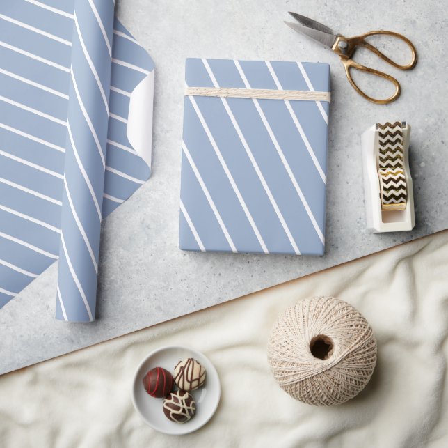 Cadeau Papier d'emballage classique bleu et blanc rayé (Artisanat)