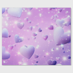 Cadeau Papier d'emballage Cœur Lueur Violette