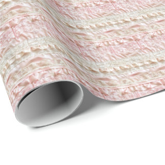 Cadeau Papier d'emballage Coquette en dentelle rose vinta