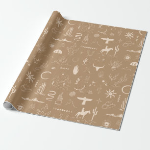 Cadeau Papier d'emballage Cowboy occidental et Cactus