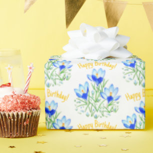 Cadeau Papier d'emballage Crocus bleus au printemps
