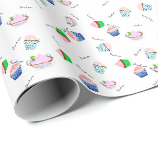 Cadeau Papier d'emballage cupcake Merci