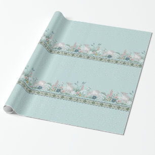 Cadeau Papier d'emballage d'agneau bleu de région boisé