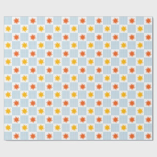 Cadeau Papier d'emballage damier multicolore ensoleillé