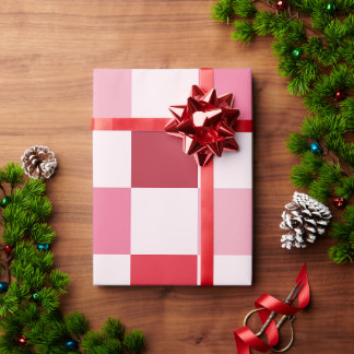 Cadeau Papier d'emballage damier rose et rouge