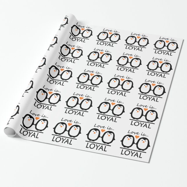 Cadeau Papier d'emballage d'amour de pingouin (Déroulé)
