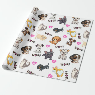 Cadeau Papier d'emballage d'amour pour chiot