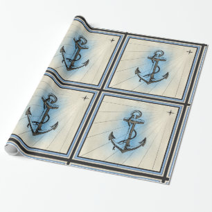 Cadeau papier d'emballage d'ancre nautique