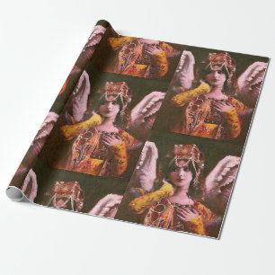 Cadeau Papier d'emballage d'ange vintage décoratif