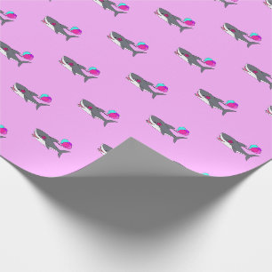 Cadeau Papier d'emballage d'anniversaire avec du requin m