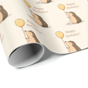 Cadeau Papier d'emballage d'anniversaire de Hérisson Mign