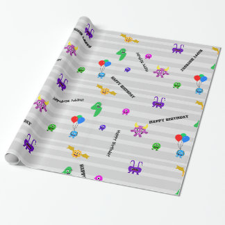 Cadeau Papier d'emballage d'anniversaire de monstre