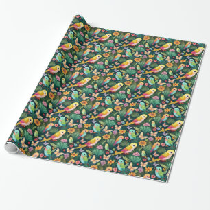 Cadeau Papier d'emballage d'anniversaire de perroquet tro