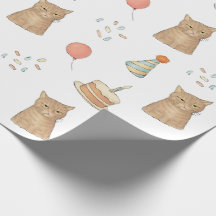 Papier d'emballage d'anniversaire pour chat indiff