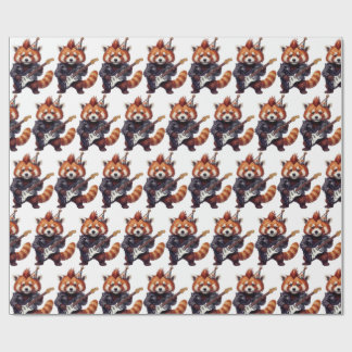 Cadeau Papier d'emballage d'anniversaire Red Panda Rocker