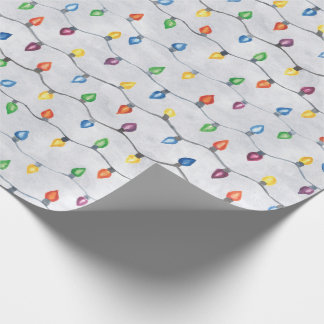 Cadeau Papier d'emballage d'aquarelle de lumières de Noël